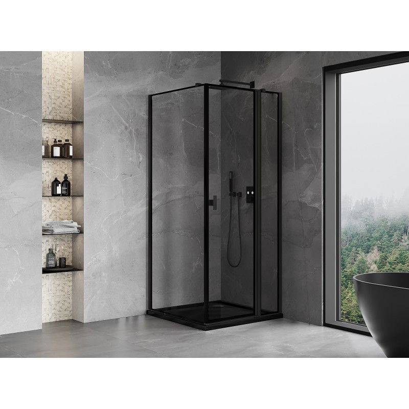 Mexen Mist T right-hand hinged shower enclosure 120 x 120 cm, black frame, black - 8A4T-120-120-70-70-P