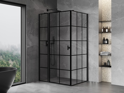 Mexen Mist T left-hinged shower enclosure 120 x 85 cm, black grid, black - 8A4T-120-085-70-77-L