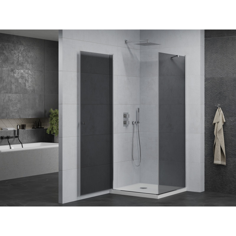 Mexen Pretoria 80 x 80 cm Hinged Shower Enclosure, Graphite, Chrome + Flat Tray - 852-080-080-01-40-4010