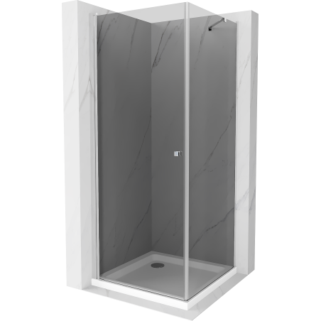 Mexen Pretoria shower enclosure swing 90 x 90 cm, graphite, chrome + Flat tray - 852-090-090-01-40-4010