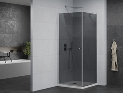 Mexen Pretoria pivot shower cabin 90 x 90 cm, graphite, chrome + Flat tray - 852-090-090-01-40-4010