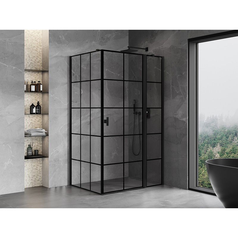 Mexen Mist T shower cabin swing door right 95 x 70 cm, black grid, black - 8A4T-095-070-70-77-P