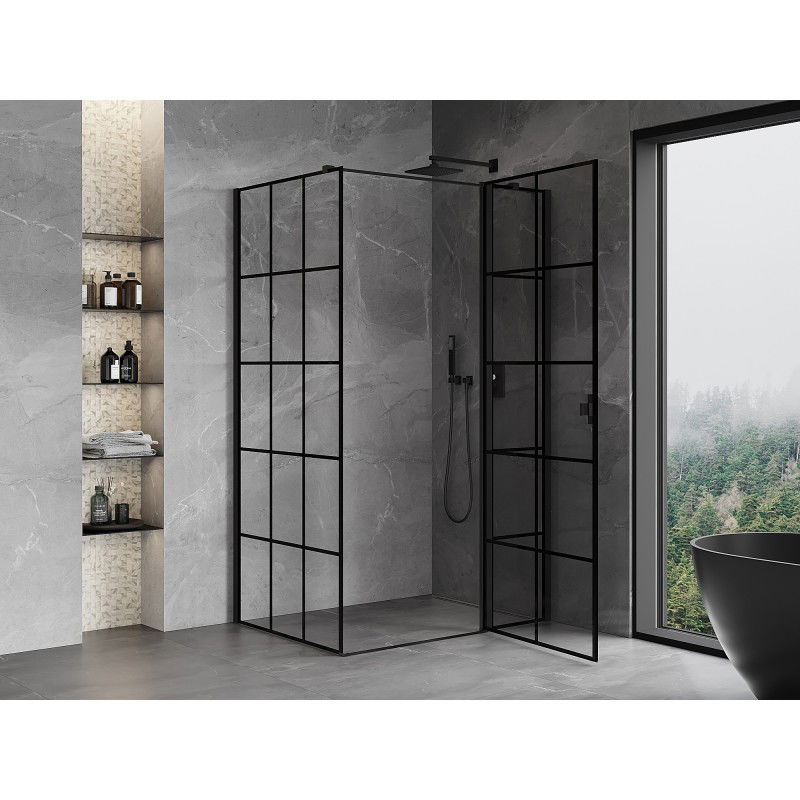 Mexen Mist T hinged right shower enclosure 120 x 70 cm, black grid, black - 8A4T-120-070-70-77-P