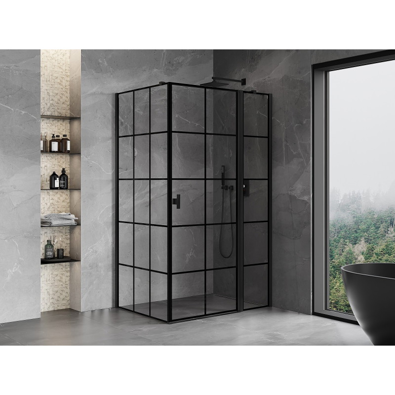 Mexen Mist T right-hinged shower cabin 115 x 75 cm, black grid, black - 8A4T-115-075-70-77-P