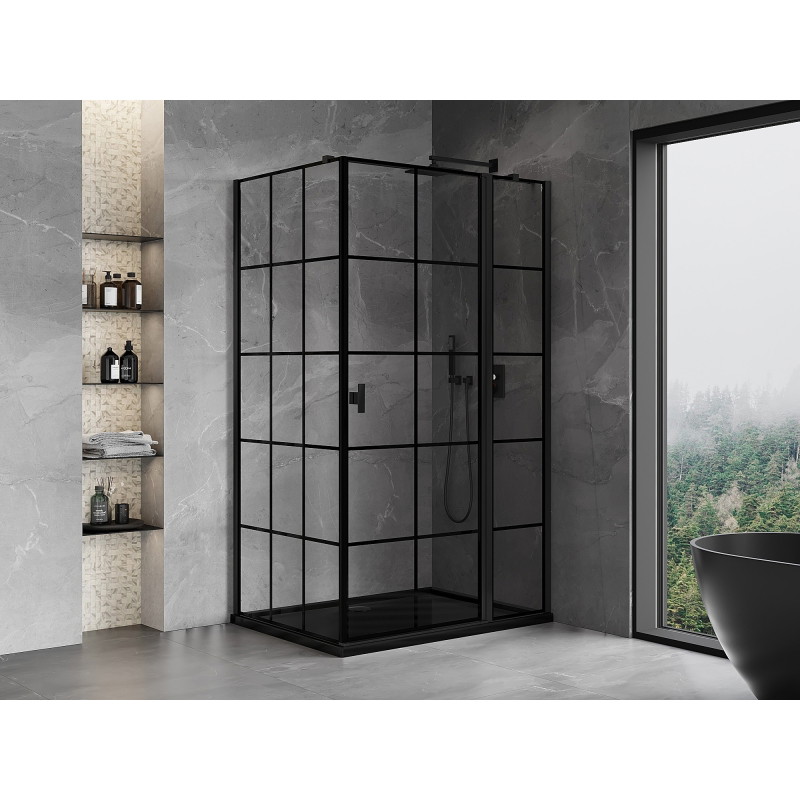 Mexen Mist T right-hinged shower cabin 115 x 75 cm, black grid, black - 8A4T-115-075-70-77-P