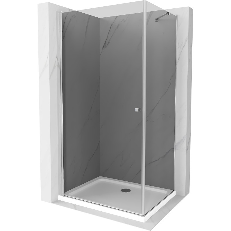 Mexen Pretoria swing shower cabin 90 x 110 cm, graphite, chrome + Flat shower tray - 852-090-110-01-40-4010