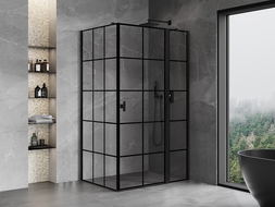Mexen Mist T Shower Enclosure Right Hinged 100 x 80 cm, Black Grid, Black - 8A4T-100-080-70-77-P