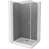 Mexen Pretoria hinged shower cubicle 90 x 120 cm, Graphite, Chrome + shower tray Flat - 852-090-120-01-40-4010