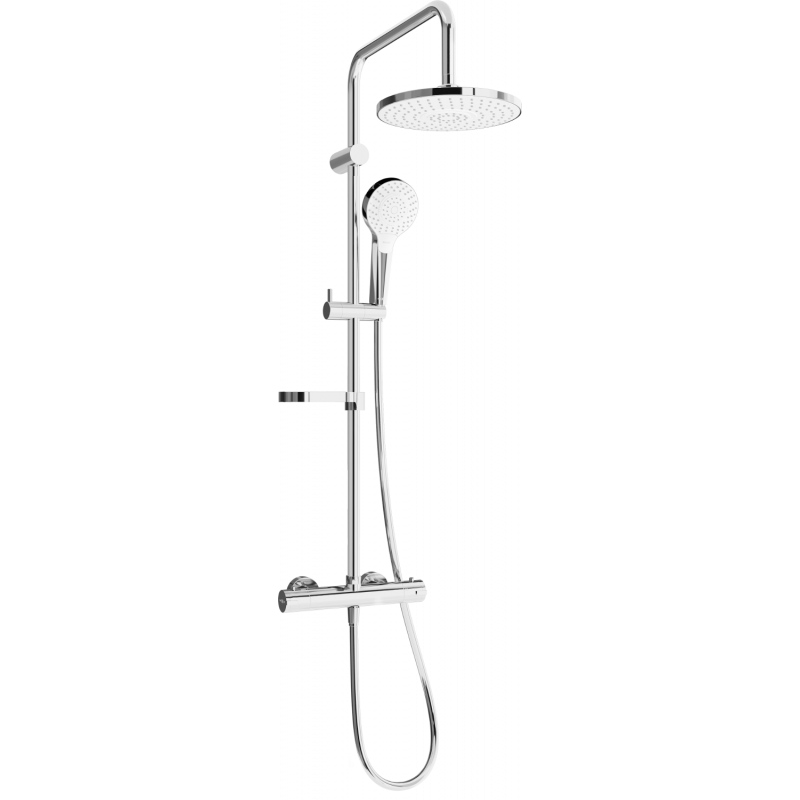 Mexen KX05 surface-mounted shower set with rain shower and thermostatic mixer, chrome/white - 771500591-00