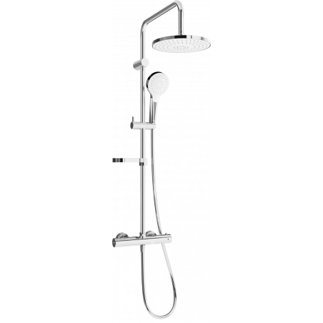 Mexen KX05 surface-mounted shower set with a rainmaker and thermostatic mixer tap, Chrome/White - 771500591-00