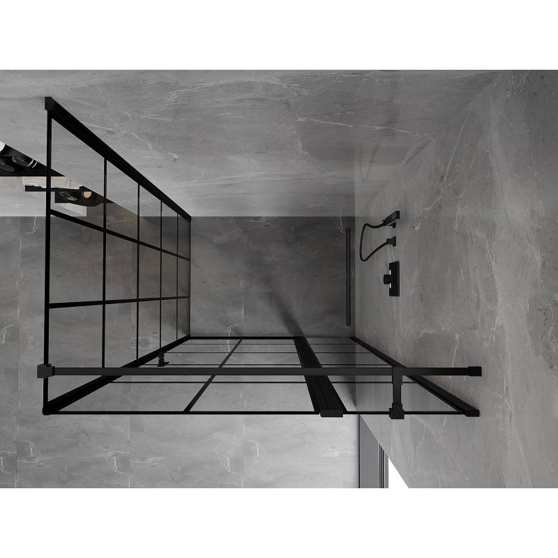 Mexen Mist T 80 x 120 cm Right-Hinged Shower Enclosure, Black Grid, Black - 8A4T-080-120-70-77-P