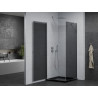 Mexen Pretoria swing shower cabin 70 x 70 cm, graphite, chrome + Flat tray, black - 852-070-070-01-40-4070