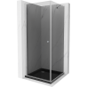 Mexen Pretoria hinged shower cubicle 70 x 70 cm, Graphite , Chrome + shower tray Flat, Black - 852-070-070-01-40-4070