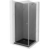 Mexen Pretoria hinged shower enclosure 70 x 70 cm, graphite, chrome + black Flat shower tray - 852-070-070-01-40-4070