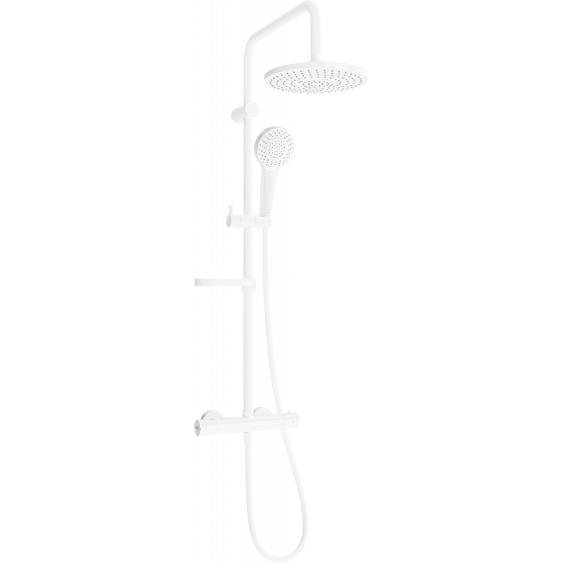 Mexen KX05 surface-mounted shower set with a rainmaker and thermostatic mixer tap, White - 771500591-20