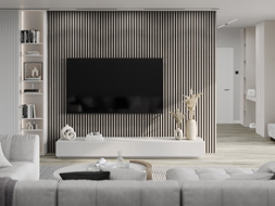 Mexen Lam-F sample of acoustic wall slats, 8 mm felt, technical veneer, Gray Oak - S105-005-S