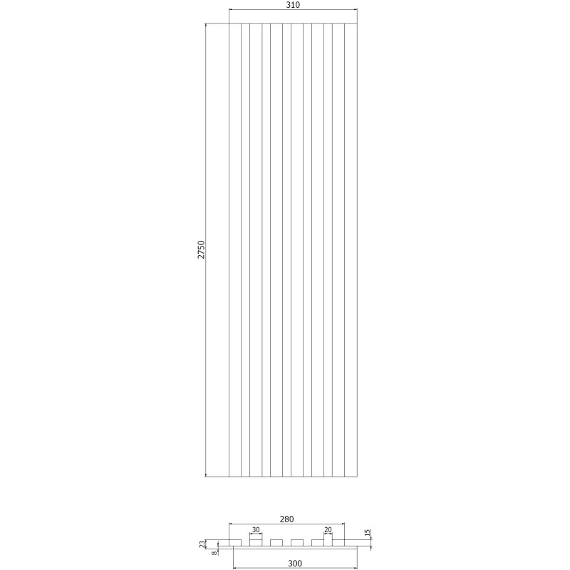 Mexen Lam-F sample of acoustic wall slats, 8 mm felt, technical veneer, Natural Bamboo - S105-011-S