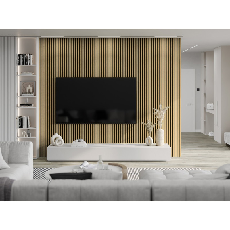 Mexen Lam-F sample of acoustic wall slats, 8 mm felt, technical veneer, Natural Bamboo - S105-011-S
