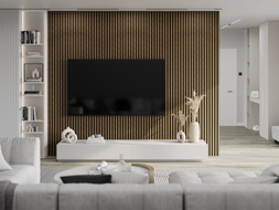 Mexen Lam-F sample of acoustic wall slats, 8 mm felt, technical veneer, Natural Walnut - S105-016-S
