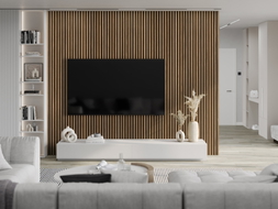 Mexen Lam-F sample of acoustic wall slats, 8 mm felt, technical veneer, Light Walnut - S105-017-S