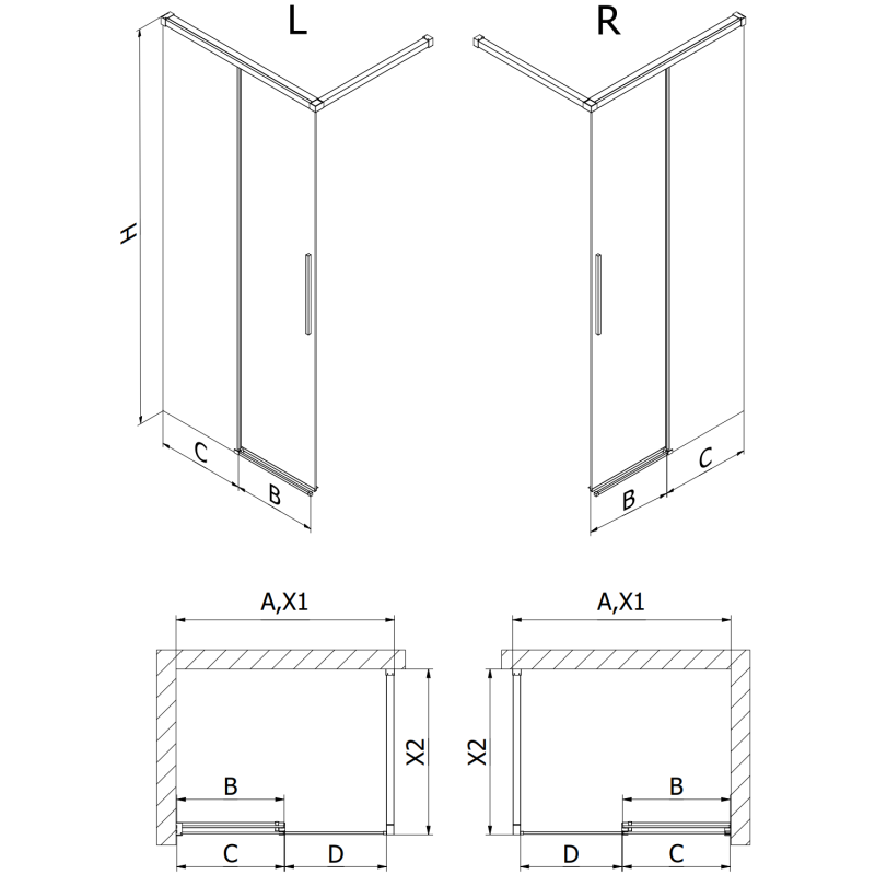 Mexen Rox Walk-in Shower Wall 75 x 200 cm, Transparent 8 mm, Brushed Gold - 8C2-075-003-55-00