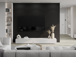 Mexen Lam-F sample of acoustic wall slats, 8 mm felt, technical veneer, Black Ebony - S105-023-S
