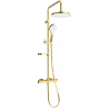 Mexen KX05 exposed shower set with rain shower and thermostatic mixer, gold/white - 771500591-50