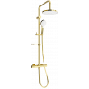 Mexen KX05 surface-mounted shower set with a rainmaker and thermostatic mixer tap, Gold/White - 771500591-50