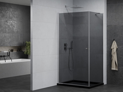 Mexen Pretoria Hinged Shower Enclosure 70 x 120 cm, Graphite, Chrome + Flat Tray, Black - 852-070-120-01-40-4070