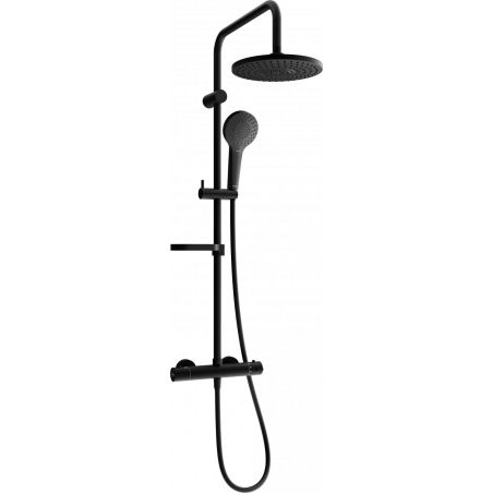 Mexen KX05 surface-mounted shower set with a rainmaker and thermostatic mixer tap, Black - 771500591-70