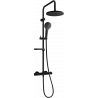 Mexen KX05 surface-mounted shower set with a rainmaker and thermostatic mixer tap, Black - 771500591-70