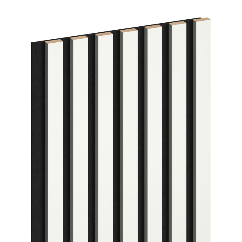 Mexen Lam-F acoustic wall slat sample, felt 6 mm, White Gloss - S105-054-S
