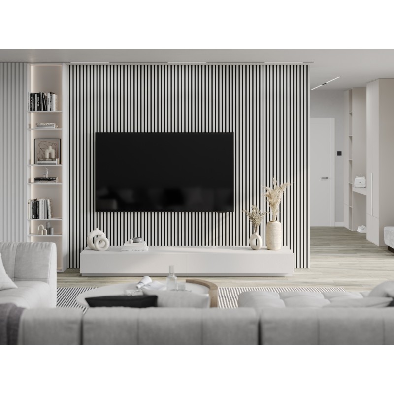 Mexen Lam-F acoustic wall slat sample, felt 6 mm, White Gloss - S105-054-S