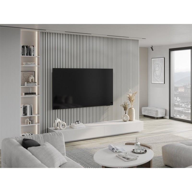 Mexen Lam-F acoustic wall slat sample, felt 6 mm, White Gloss - S105-054-S