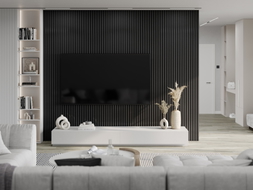 Mexen Lam-F sample of acoustic wall slats, felt 6 mm, Black Linen - S105-069-S