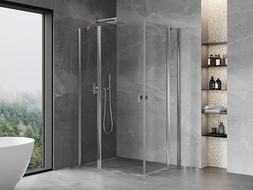 Mexen Mist Duo shower enclosure with swing doors 80 x 75 cm, transparent, chrome - 8A4-080-075-01-00