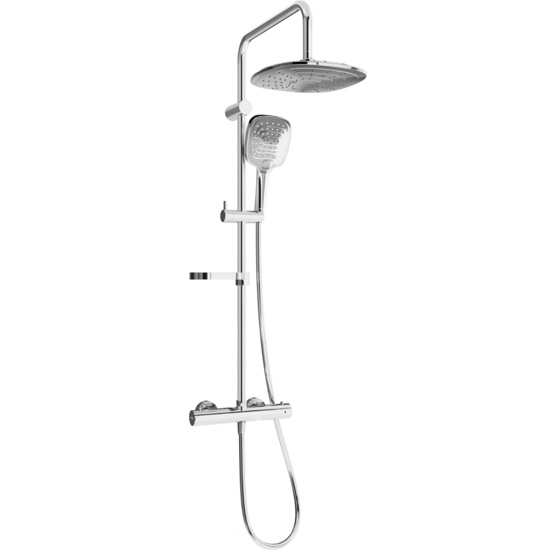 Mexen KX17 exposed shower set with rain shower and thermostatic mixer, chrome - 771501791-00