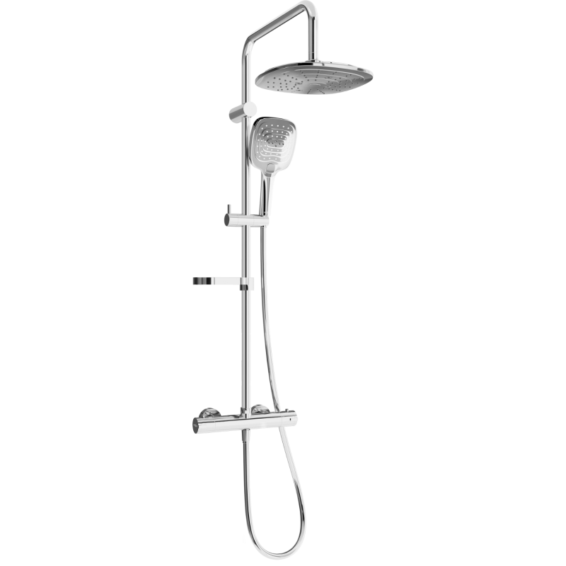Mexen KX17 surface-mounted shower set with a rainmaker and thermostatic mixer tap, Chrome - 771501791-00