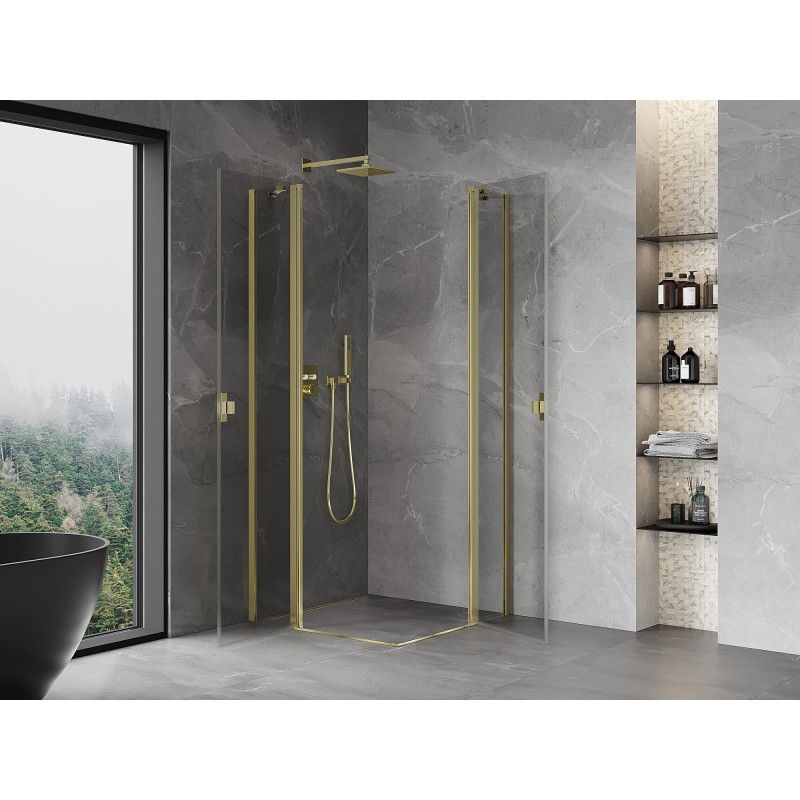 Mexen Mist Duo Hinged Shower Enclosure 70 x 70 cm, Transparent, Gold - 8A4-070-070-50-00
