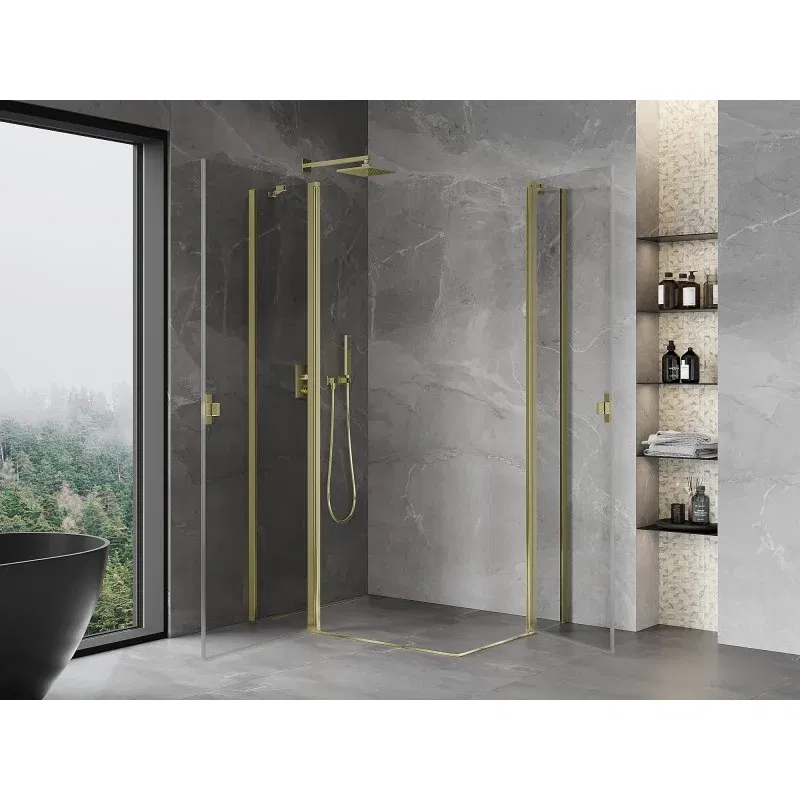 Mexen Mist Duo hinged shower enclosure 95 x 70 cm, transparent, gold - 8A4-095-070-50-00