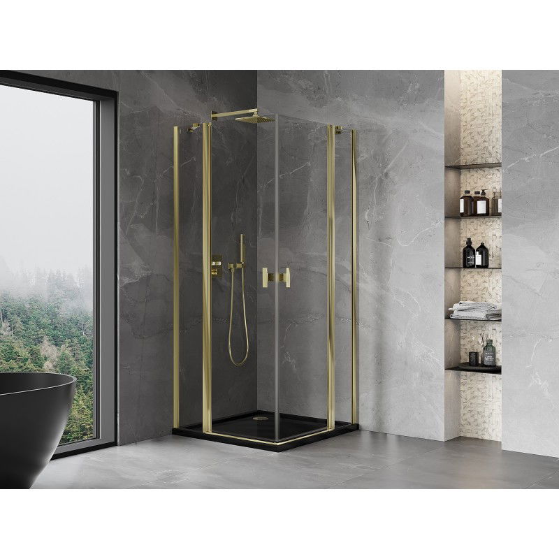 Mexen Mist Duo pivot shower cabin 75 x 75 cm, transparent, gold - 8A4-075-075-50-00