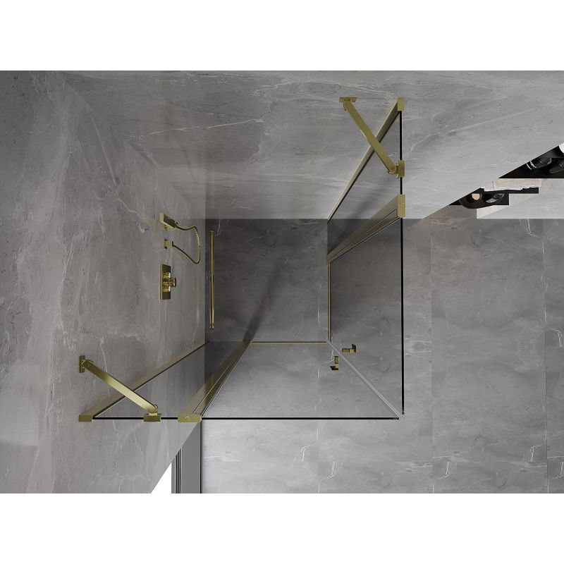 Mexen Mist Duo 110 x 110 cm Hinged Shower Enclosure, Transparent, Gold - 8A4-110-110-50-00