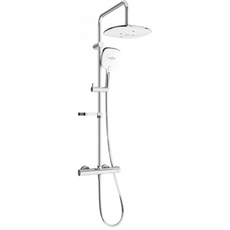 Mexen KX17 exposed shower set with rain shower head and thermostatic mixer, chrome/white - 771501791-02