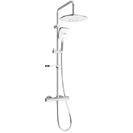 Mexen KX17 exposed shower set with rain showerhead and thermostatic faucet, chrome/white - 771501791-02