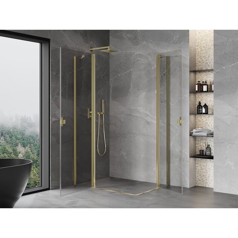 Mexen Mist Duo 120 x 110 cm Hinged Shower Enclosure, Transparent, Gold - 8A4-120-110-50-00