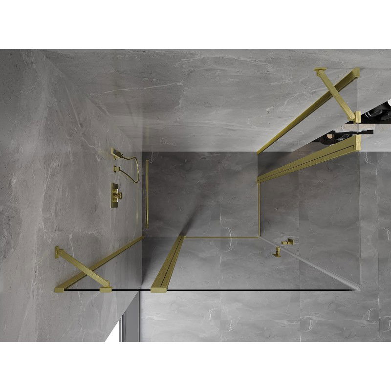 Mexen Mist Duo Hinged Shower Cabin 90 x 75 cm, Transparent, Brushed Gold - 8A4-090-075-55-00