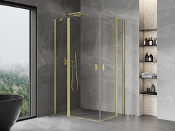 Mexen Mist Duo hinged shower enclosure 110 x 90 cm, transparent, brushed gold - 8A4-110-090-55-00