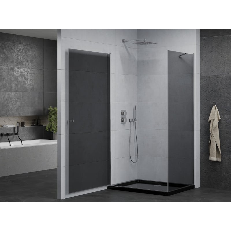 Mexen Pretoria 90 x 120 cm Swing Shower Cabin, Graphite, Chrome + Flat Black Shower Tray - 852-090-120-01-40-4070
