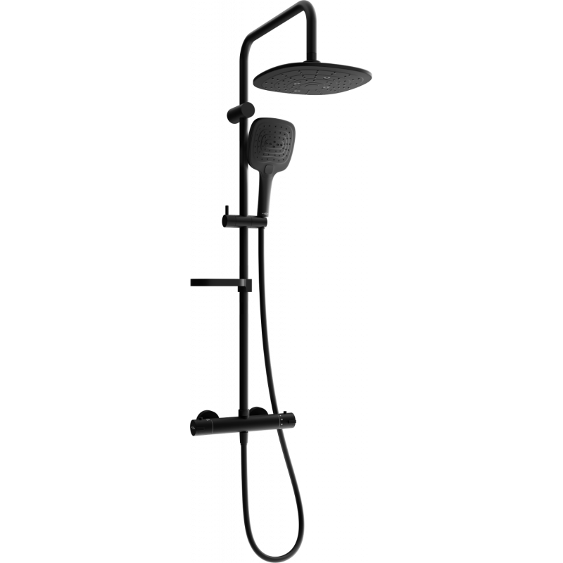 Mexen KX17 exposed shower set with rain shower and thermostatic faucet, black - 771501791-70