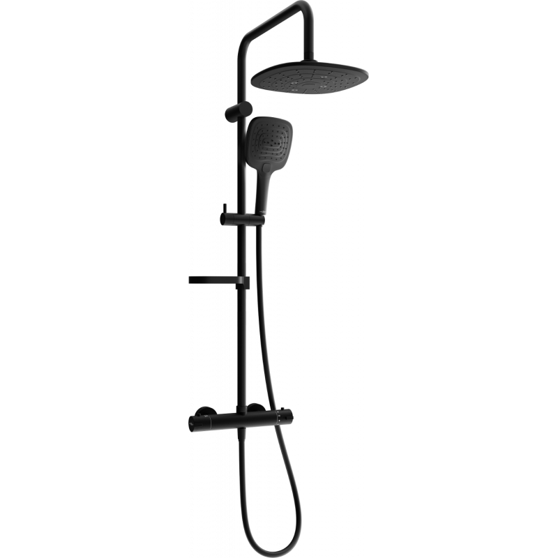Mexen KX17 surface-mounted shower set with rain shower and thermostat, black - 771501791-70